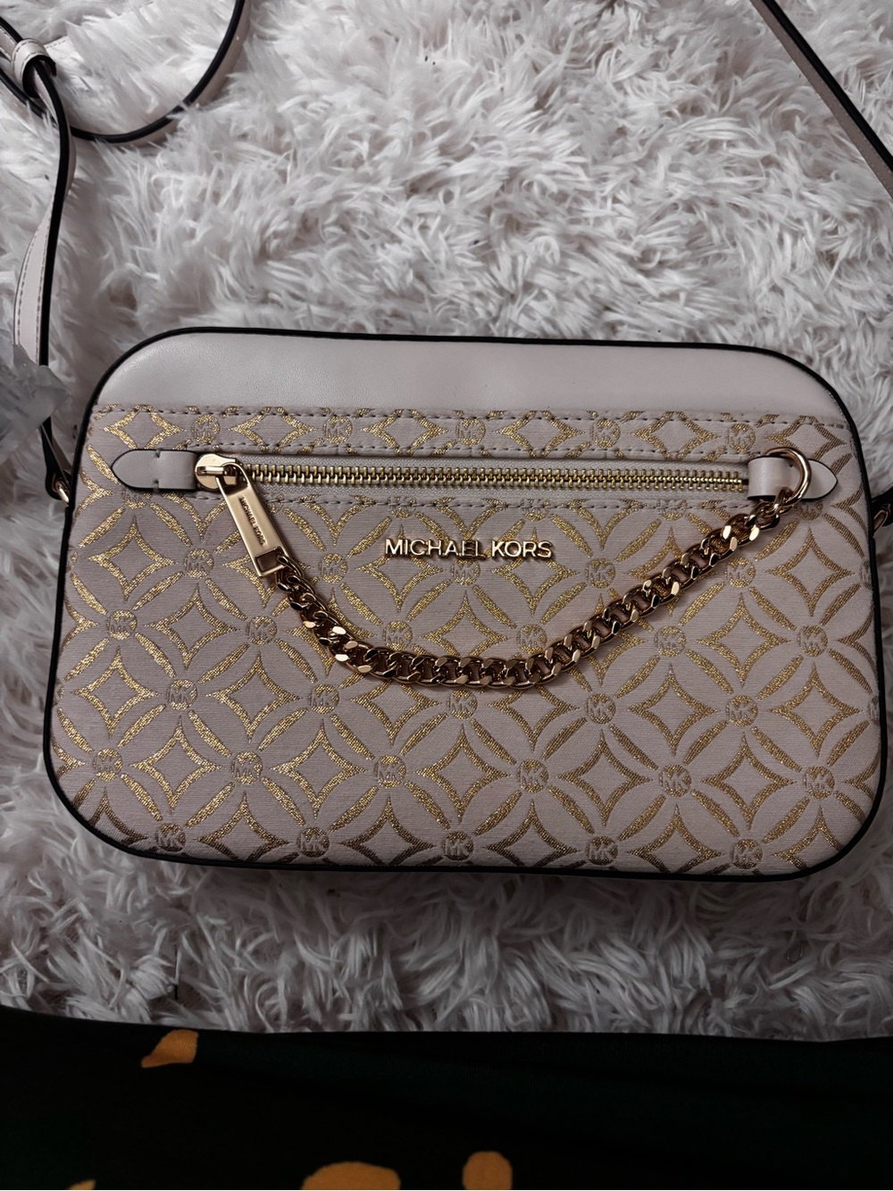 Michael Kors Cream Crossbody with Gold Accents